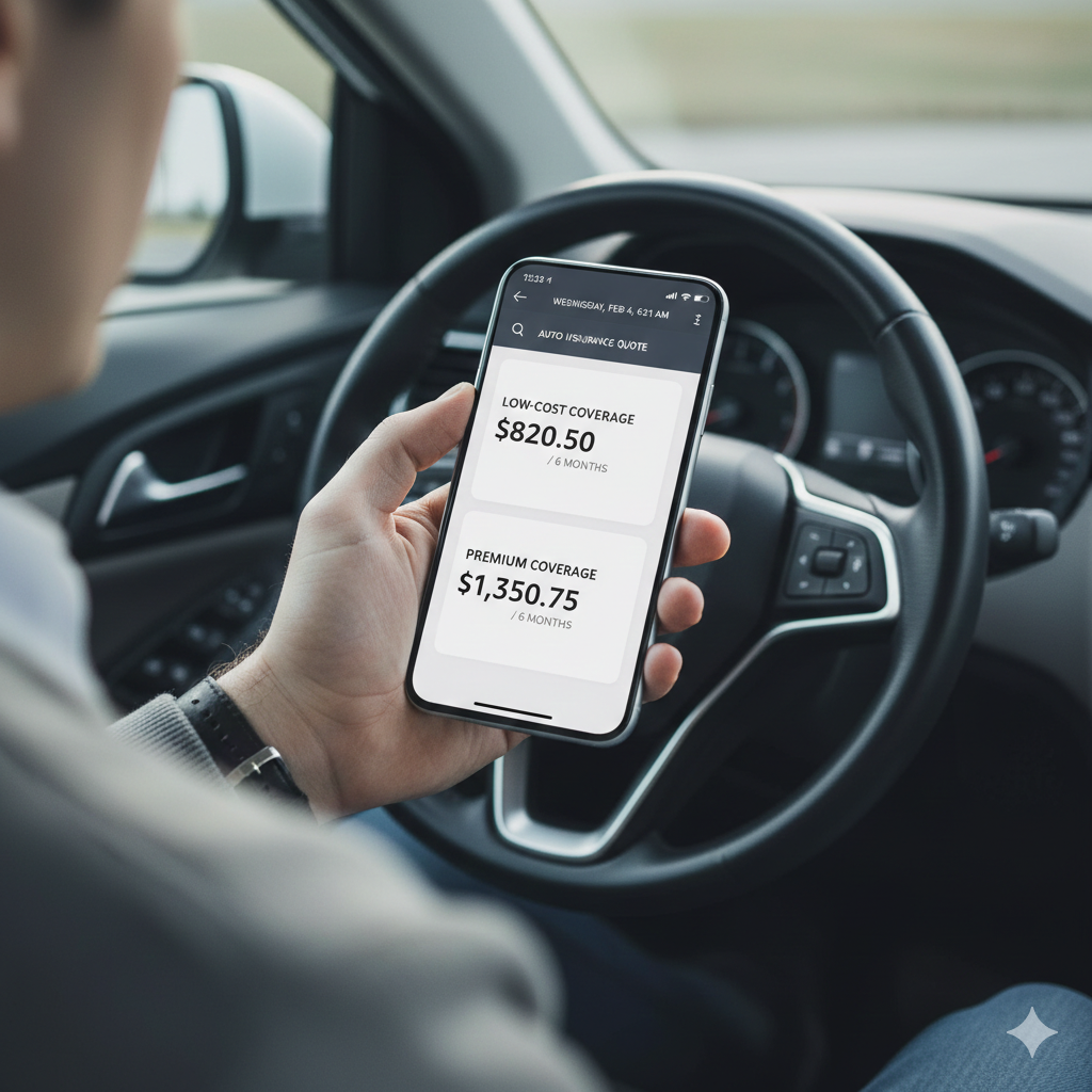 Couple comparing insurance